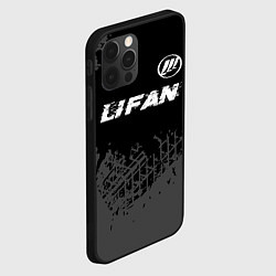 Чехол для iPhone 12 Pro Lifan speed на темном фоне со следами шин: символ, цвет: 3D-черный — фото 2