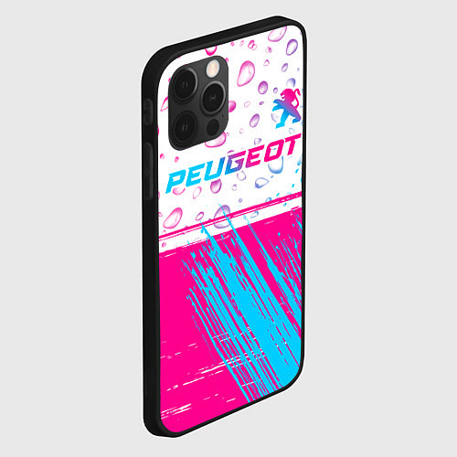 Чехол iPhone 12 Pro Peugeot neon gradient style: символ сверху / 3D-Черный – фото 2