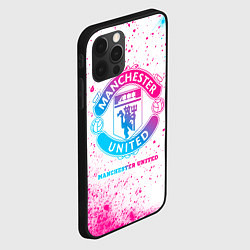 Чехол для iPhone 12 Pro Manchester United neon gradient style, цвет: 3D-черный — фото 2