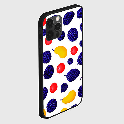 Чехол iPhone 12 Pro Ягодки и фрукты / 3D-Черный – фото 2