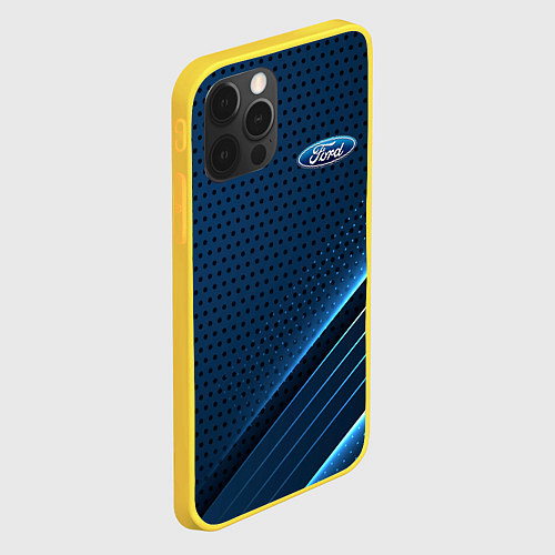 Чехол iPhone 12 Pro Ford Абстракция карбон / 3D-Желтый – фото 2