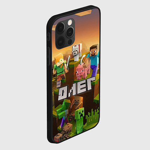 Чехол iPhone 12 Pro Олег Minecraft / 3D-Черный – фото 2
