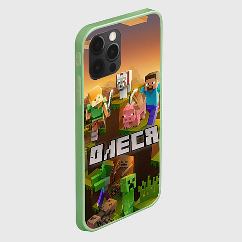 Чехол iPhone 12 Pro Олеся Minecraft / 3D-Салатовый – фото 2