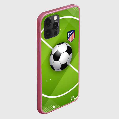 Чехол iPhone 12 Pro Atletico madrid Мяч / 3D-Малиновый – фото 2