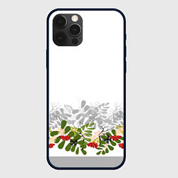 Чехол для iPhone 12 Pro Веточки красной рябины с бабочками, цвет: 3D-черный