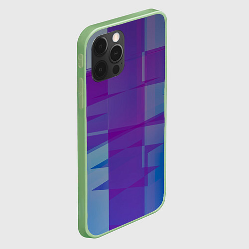 Чехол iPhone 12 Pro Геометрические объёмные фиолетовые кубы / 3D-Салатовый – фото 2