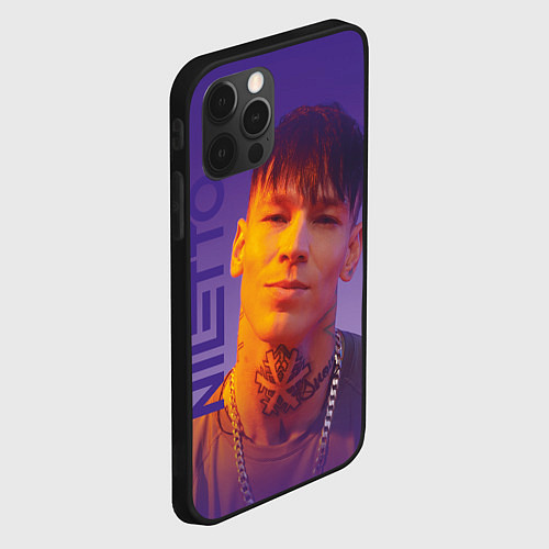 Чехол iPhone 12 Pro Niletto на фиолетовом фоне / 3D-Черный – фото 2