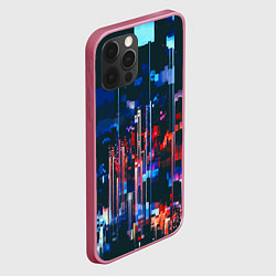 Чехол для iPhone 12 Pro Огни большого города - Глитч, цвет: 3D-малиновый — фото 2