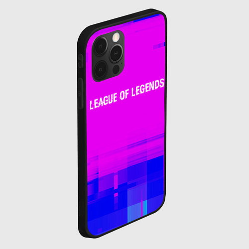 Чехол iPhone 12 Pro League of Legends glitch text effect: символ сверх / 3D-Черный – фото 2