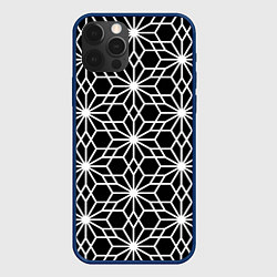 Чехол для iPhone 12 Pro Абстрактный чёрно-белый узoр, цвет: 3D-тёмно-синий