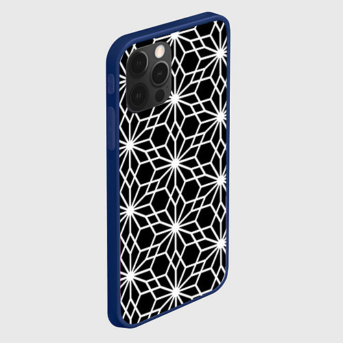 Чехол iPhone 12 Pro Абстрактный чёрно-белый узoр / 3D-Тёмно-синий – фото 2