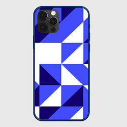 Чехол для iPhone 12 Pro Абстрактный сине-белый паттерн, цвет: 3D-тёмно-синий