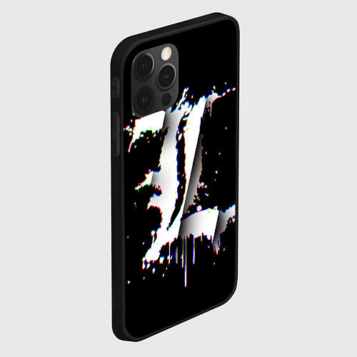 Чехол iPhone 12 Pro Death Note glitch / 3D-Черный – фото 2