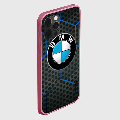 Чехол iPhone 12 Pro Bmw Соты / 3D-Малиновый – фото 2