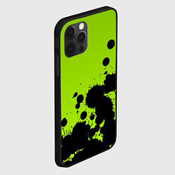 Чехол для iPhone 12 Pro Чёрные кляксы на зелёном фоне, цвет: 3D-черный — фото 2
