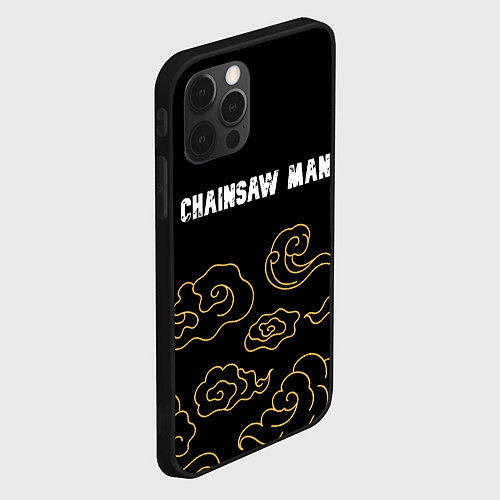 Чехол iPhone 12 Pro Chainsaw Man anime clouds / 3D-Черный – фото 2