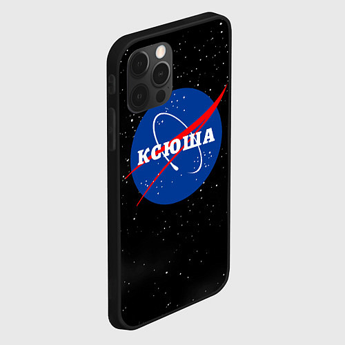 Чехол iPhone 12 Pro Ксюша Наса космос / 3D-Черный – фото 2