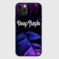 Чехол для iPhone 12 Pro Deep Purple neon monstera, цвет: 3D-черный