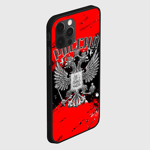 Чехол iPhone 12 Pro Каменный герб России / 3D-Черный – фото 2