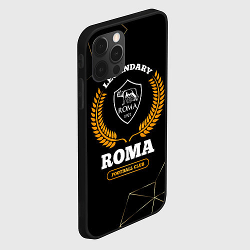 Чехол iPhone 12 Pro Лого Roma и надпись legendary football club на тем / 3D-Черный – фото 2