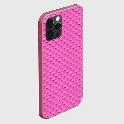 Чехол iPhone 12 Pro Геометрический современный розовый однотонный узор / 3D-Малиновый – фото 2