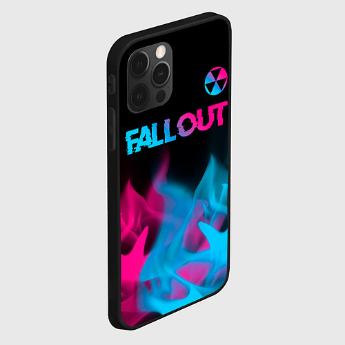 Чехол iPhone 12 Pro Fallout - neon gradient: символ сверху / 3D-Черный – фото 2