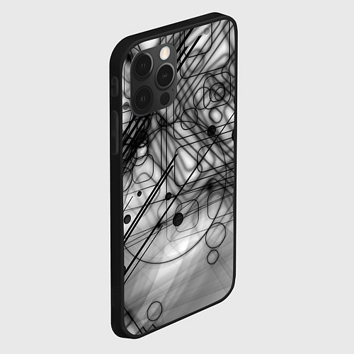 Чехол iPhone 12 Pro Геометрические фигуры графика / 3D-Черный – фото 2