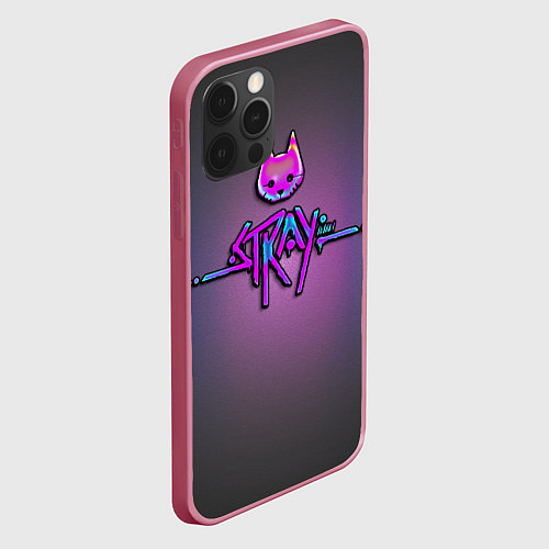 Чехол iPhone 12 Pro Stray logo neon / 3D-Малиновый – фото 2