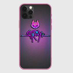 Чехол для iPhone 12 Pro Stray logo neon, цвет: 3D-малиновый