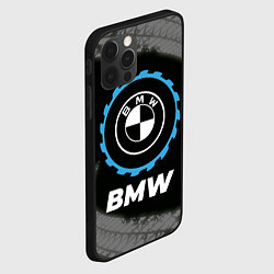 Чехол для iPhone 12 Pro BMW в стиле Top Gear со следами шин на фоне, цвет: 3D-черный — фото 2