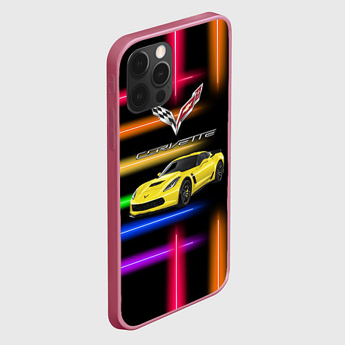 Чехол iPhone 12 Pro Chevrolet Corvette - гоночная команда - Motorsport / 3D-Малиновый – фото 2