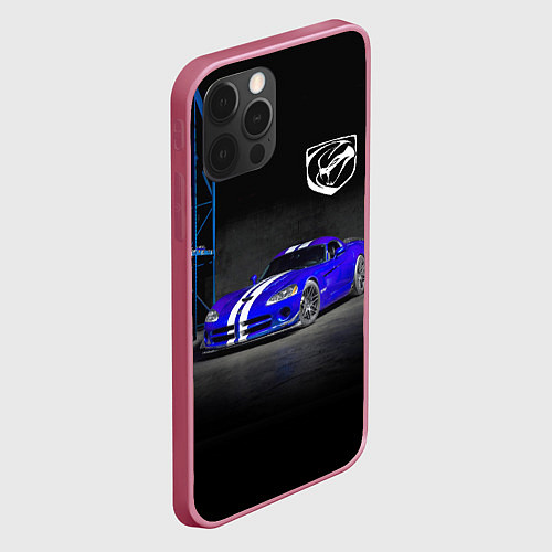 Чехол iPhone 12 Pro Dodge Viper SRT GTS / 3D-Малиновый – фото 2