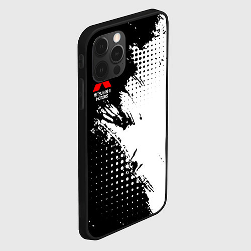 Чехол iPhone 12 Pro Mitsubishi - черно-белая абстракция / 3D-Черный – фото 2