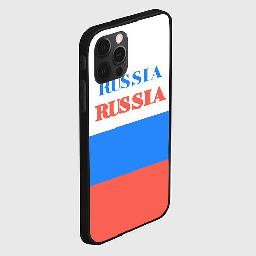 Чехол iPhone 12 Pro Цвета флага России Russia / 3D-Черный – фото 2