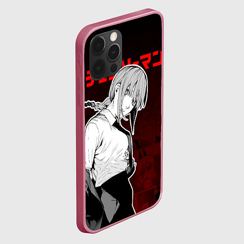 Чехол iPhone 12 Pro Makima - Chainsaw man - Градиент / 3D-Малиновый – фото 2