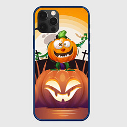 Чехол для iPhone 12 Pro Веселая тыква хэллоуин, цвет: 3D-тёмно-синий