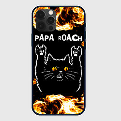 Чехол для iPhone 12 Pro Papa Roach рок кот и огонь, цвет: 3D-черный