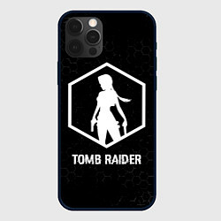 Чехол для iPhone 12 Pro Tomb Raider glitch на темном фоне, цвет: 3D-черный