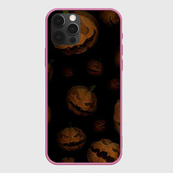 Чехол для iPhone 12 Pro Парящие тыквы Джека, цвет: 3D-малиновый
