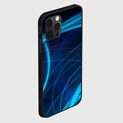 Чехол для iPhone 12 Pro Синие абстрактные линии в темноте, цвет: 3D-черный — фото 2