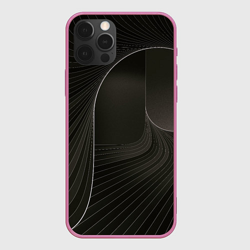 Чехол iPhone 12 Pro Чёрная спираль / 3D-Малиновый – фото 1