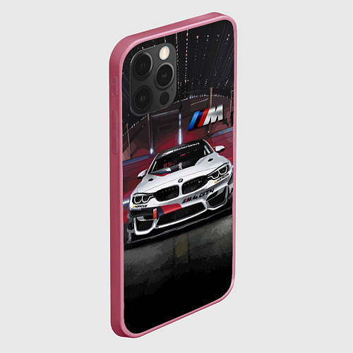 Чехол iPhone 12 Pro BMW M4 GT4 - Motorsport / 3D-Малиновый – фото 2