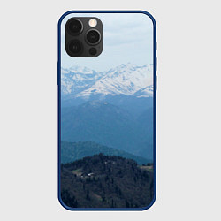 Чехол для iPhone 12 Pro Кавказские горы, цвет: 3D-тёмно-синий