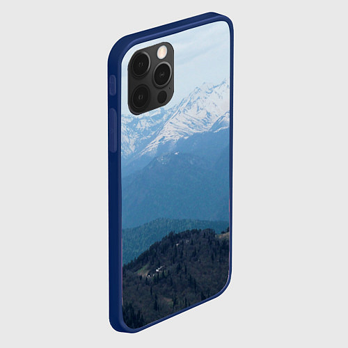 Чехол iPhone 12 Pro Кавказские горы / 3D-Тёмно-синий – фото 2