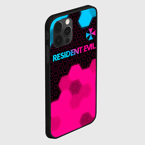 Чехол iPhone 12 Pro Resident Evil - neon gradient: символ сверху / 3D-Черный – фото 2