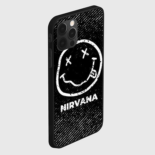 Чехол iPhone 12 Pro Nirvana с потертостями на темном фоне / 3D-Черный – фото 2