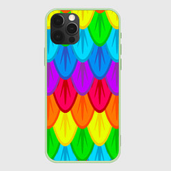 Чехол для iPhone 12 Pro Разноцветные перья, цвет: 3D-салатовый
