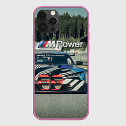 Чехол для iPhone 12 Pro BMW M Power - Motorsport - Racing team, цвет: 3D-малиновый