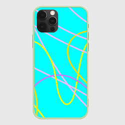 Чехол для iPhone 12 Pro Волнистые линии, цвет: 3D-салатовый