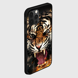 Чехол для iPhone 12 Pro Оскал тигра, цвет: 3D-черный — фото 2